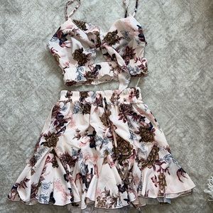 Floral crop top and skirt set